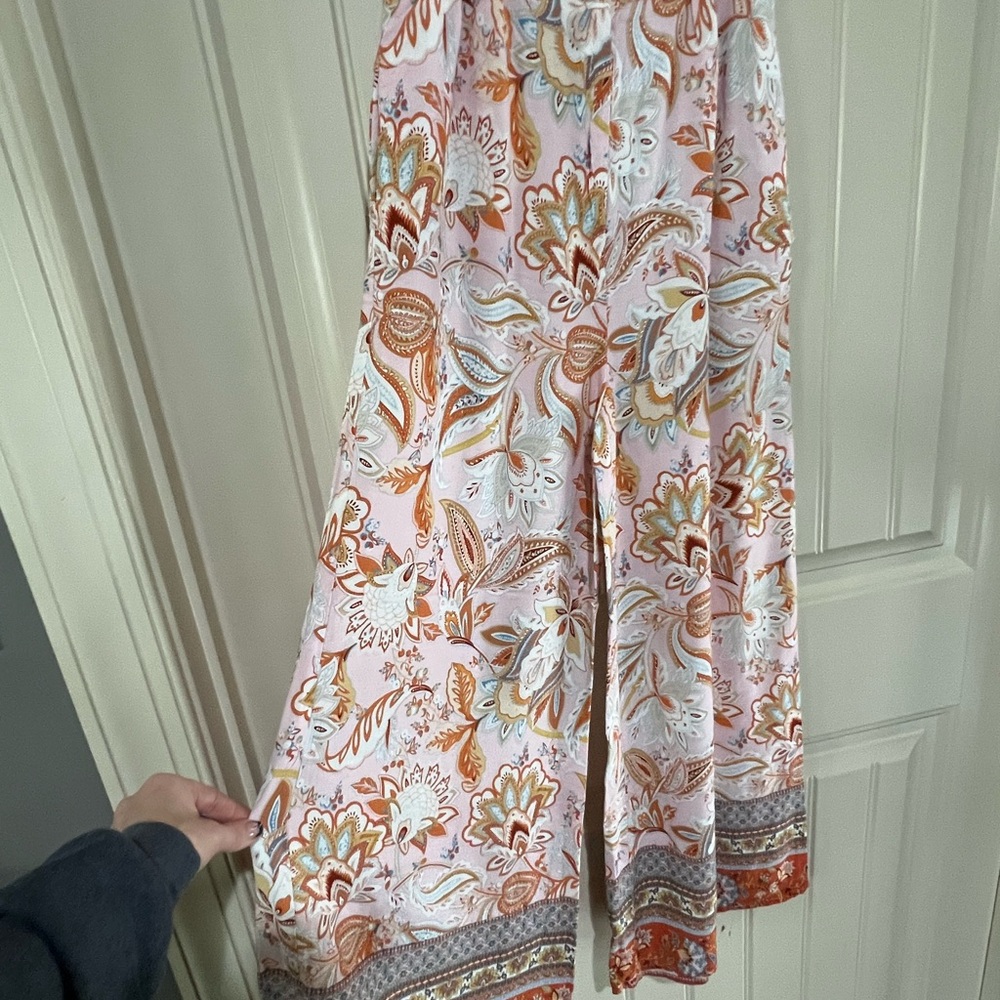 Vici Cancun Printed Bra Top & Belted Wide Leg Pant Set - Picture 6 of 8